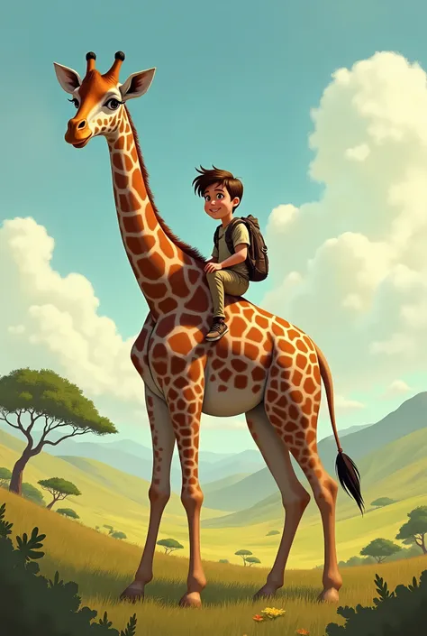 Make a person sitting on giraffe