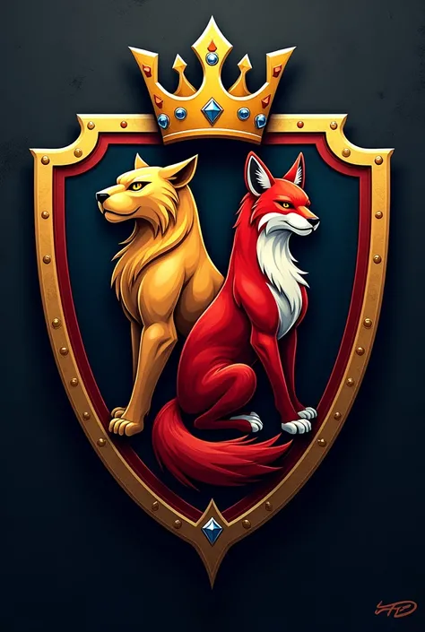 Make a football shield with the name HIBRIDO FC with the main mascot of a realistic Puma and a fox. Make it a shield that causes intimidation to rivals.. 
The name of the team is HIBRIDO FC Let the puma and the fox each have a crown The puma be gold and th...