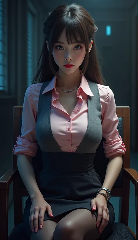 ((32K:1.9, Realistic:1.5, Highest quality, masterpiece, Ultra-high resolution)), Perfect dynamic composition, Highly detailed skin and facial textures:1.3, bank, (Night customer service:1.5, Professional high-angle camera work:1.5), Cinema Lighting:1.0, ((...