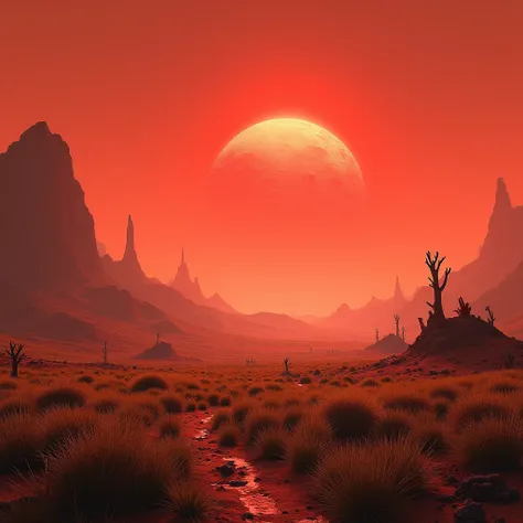 Mars Grasslands, Red Sky