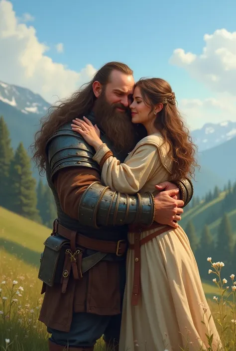 Dwarf hugging a woman 