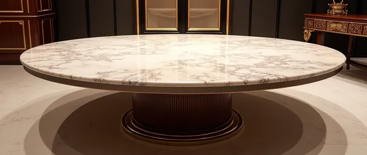 Round dining table，Chinese style，Can hold 30 marble materials，Metal Material，Wood grain material，Rich in details，High-end，Large wide angle，HD pictures，Close-up angle，Many details on the countertop