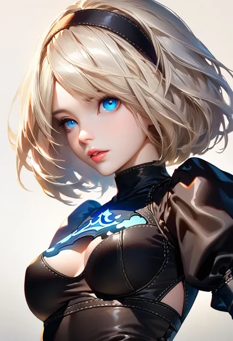 {(masterpiece,best quality, 16K portrait, UHD, extremely detailed the work, detailed beautiful face and eyes and skin and hair)} 
BREAK {(realistic anime style),(renaissance style)}  
BREAK {1 adult-woman,(2B of Nier-Automa:1.2), (lightbrown-lightwhite col...