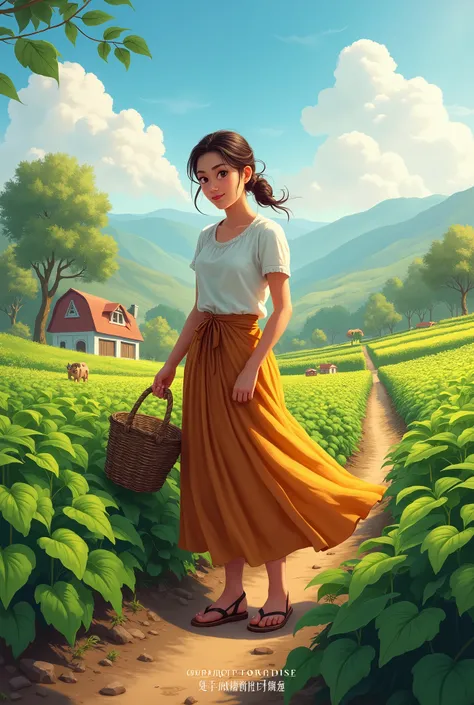 A woman in farm in skirt