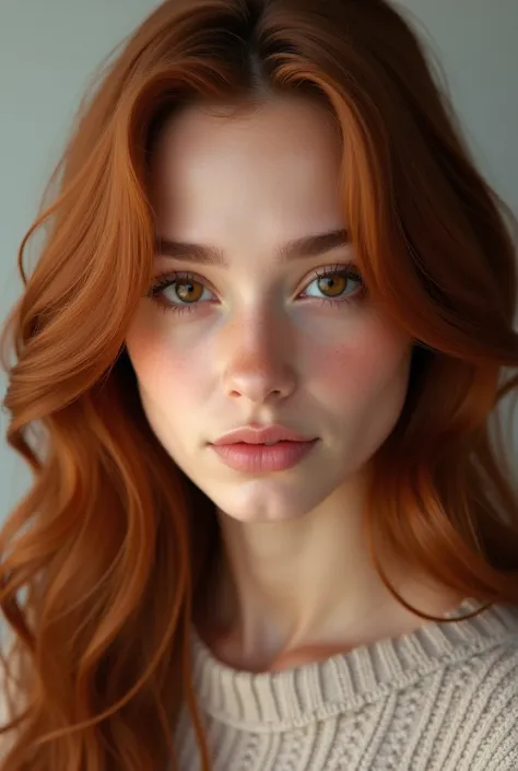 Une femme rousse yeux marron la vingtaine pour  plusieurs photo de profil realiste