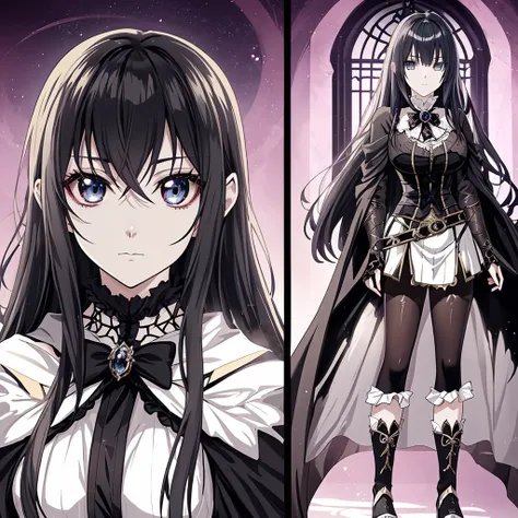 A character that combines elements of Victorian Gothic style and anime-style beautiful girls.。It is a character with a beautiful appearance and a calm personality、Her visuals exude elegance and a mysterious aura。I&#39;m around 1。The bangs are long、It is cu...