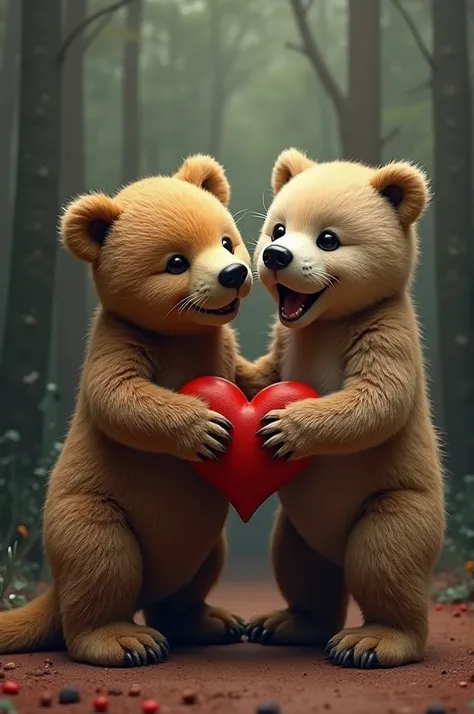 Simon bear et Quentin otter amour gay câlin 