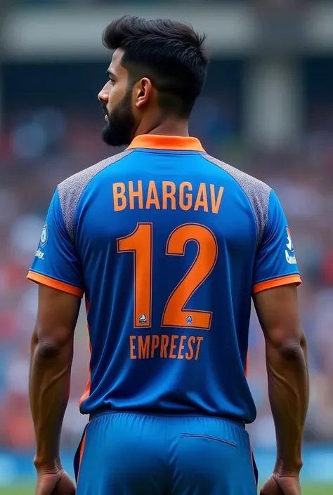 India T20 world cup jersey back side number 12 with name Bhargav 