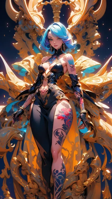 (masterpiece, Highest quality, Highest quality, Official Art, beautifully、aesthetic: 2), (Beautiful Tattoos:2),(Realistic: 1.2), Sharp focus, (Wearing elaborate body jewelry, One girl, beautifullyセクシー, ((Succubus Demon ))), (Dynamic pose), (Change the pose...