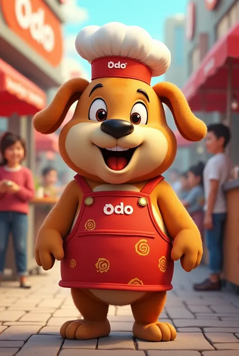 Create me a mascot with Odo ;Dog Brand, Hot dog specialist 