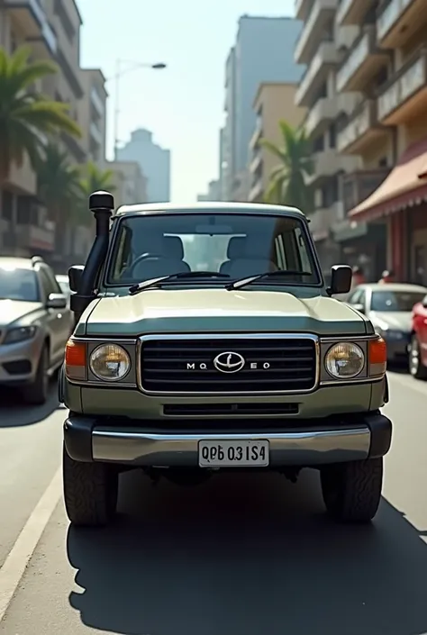 Name Mian Hafeez Joiya Written on Land Cruiser Back miror 