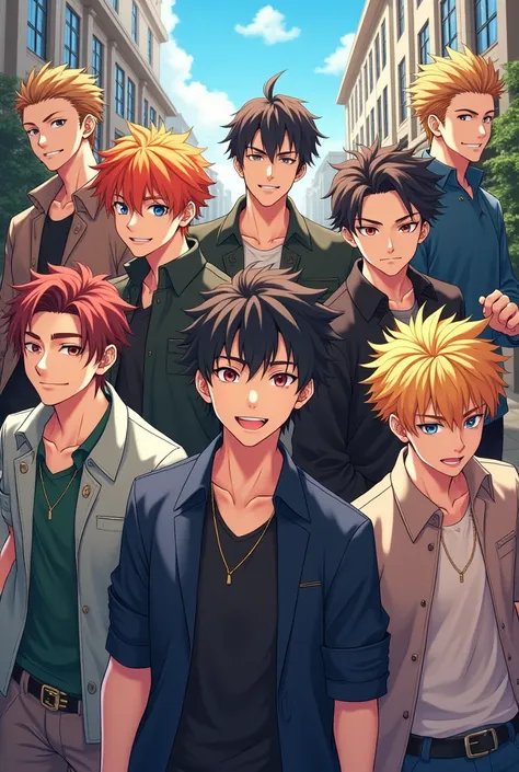 I need a image of Anime 7 boys team name golden boys
