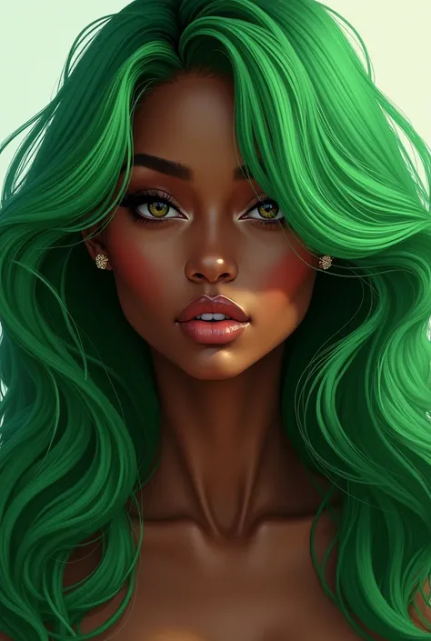 black woman with green hair
