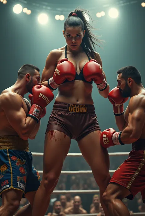 A very tall boxer who is 2 meters tall, a woman should be taller and have a boxing match with a man. No, a woman boxer is much taller than a man. A woman boxer breaks a man&#39;s nose. A woman boxer beats three men. A woman boxer fights 5 other women boxer...