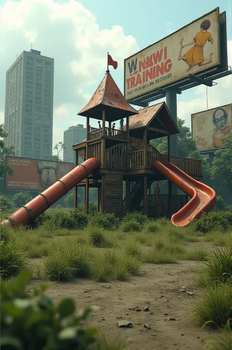 The Silent Playground"
Concept: A deserted playground constructed from oversized, dilapidated toys and playground equipment, with patches of synthetic grass growing wild. Surrounding the playground are billboards displaying ads for fertility treatments and...