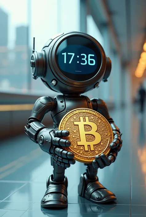 Time Clock As A Character Holding A Crypto Coin