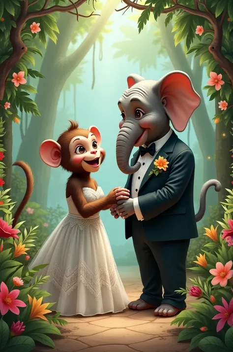 Monkey and elephant get married 