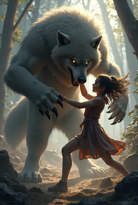 Wolf and girl fight scene 