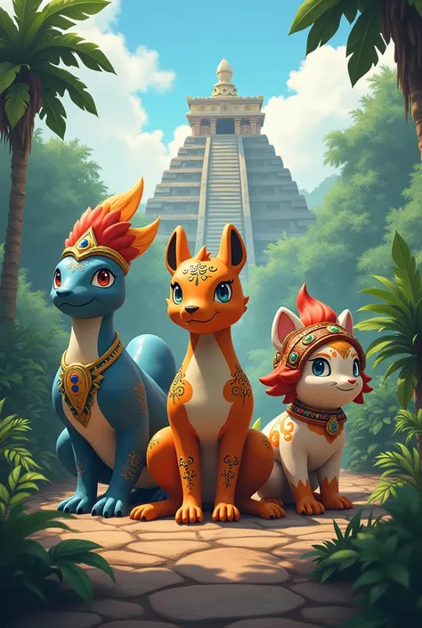 Create three Pokémon starters based on Mayan culture