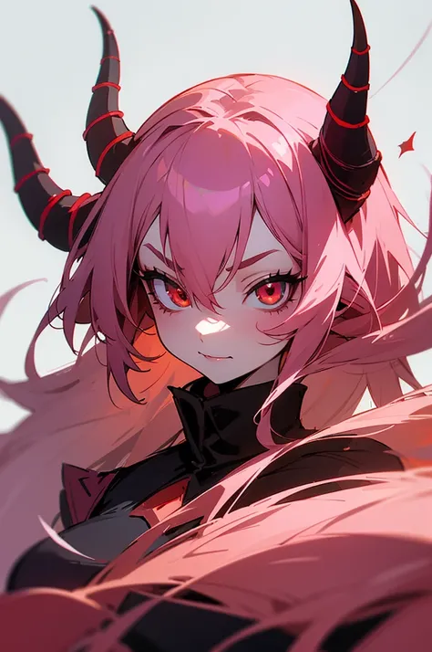 drawing of a girl including horns and a red nose, devil girl, including horns, in animation style, demon anime girl, drawn in mi...