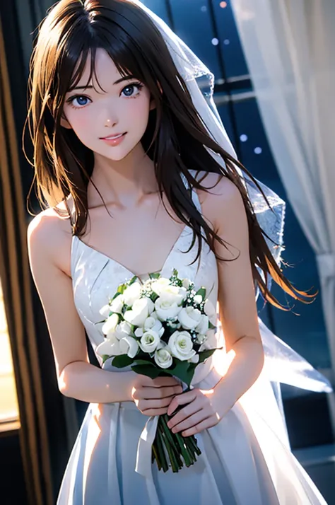 High resolution, 8k, Highest quality, detailed, Semi-realistic anime, Anime 3D Style, Smooth anime CG, One Girl, 20 year old Japanese woman, slim, Modeled, Shiny brown hair, detailedな顔, Beautiful and detailed, Glowing Skin, Hard Focus、Film Grain, Soft ligh...