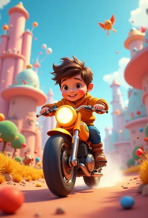 3D Disney Pixar create a boy on the motorcycle