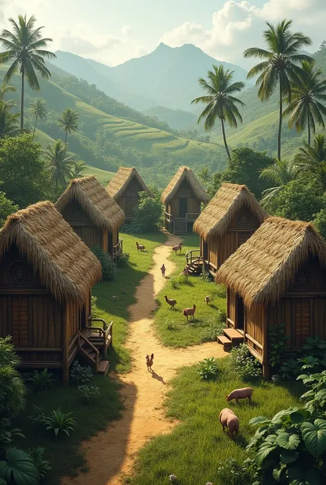 Houses in the Philippines in the farm in year 1700