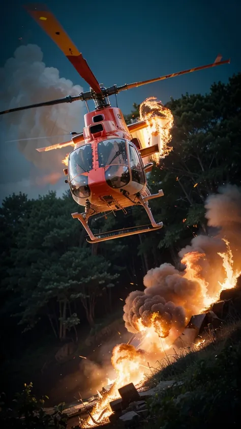 helicopter on fire