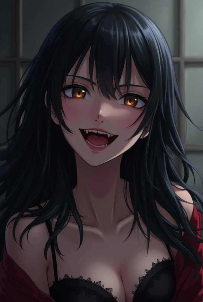 One girl, High resolution, Long Hair, Black Hair, beautiful girl, Beauty, Villain, sister, Laughing out loud, 