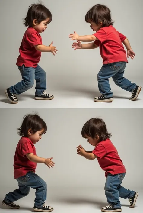 4 images of physical violence of children hitting another child