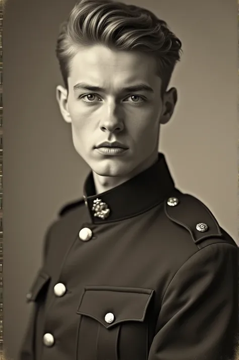 handsome boy (18) dutch boy in uniform photo (old photo style) 