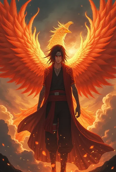 Itachi fused with a phoenix