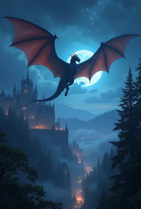 Under the stars、A magnificent dragon flies gracefully through the sky、A night city ruled by vampires with a gothic castle in the background。There&#39;s magic in the air、Mythical creatures such as centaurs and phoenixes roam the forest.。Fantastic lights dec...