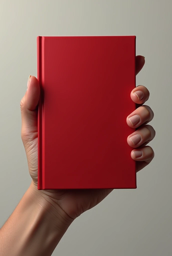 create a realistic hand holding a hardbound plain red thesis book cover displaying the title "The Impact of Glamorizing and Sensationalizing Serial Killers’ Psychopathy on Selected Young Adults from Facebook Group" and my school "AMA UNIVERSITY ONLINE EDUC...