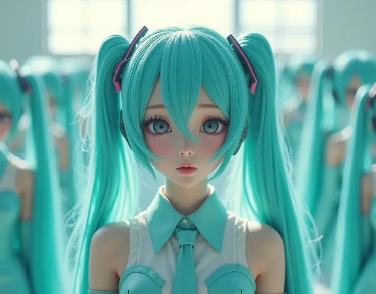 (Japanese Clone-girls=cosplayer), (Hatsune Miku, Cosplay, Hatsune Miku衣装), (Super Best masterpiece Clone-girls Raw Photography Art), (16K, Highest quality, Ultra-high resolution, RAW Photos), (It&#39;s so unrealistic., With unparalleled depiction, With an ...