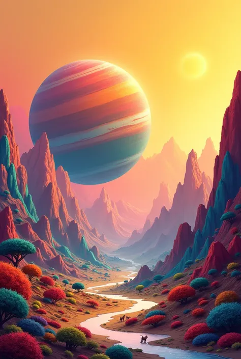 You managed to set foot on a personifying planet. There are colorful mountains around the planet, while the sky is yellowish red. There are also various strange and strange plants. It also seems that there are some tame and cute animals around the area. De...