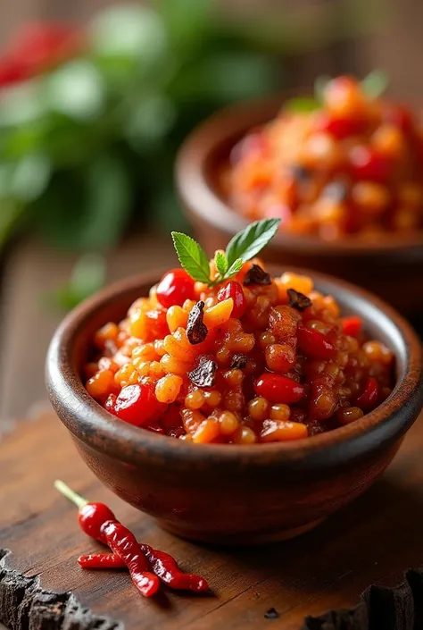 A cute logo titled "Sambal Garing", provided by "Has Homemade" with a picture of shallots, anchovies and dried chili mixed together in a bowl