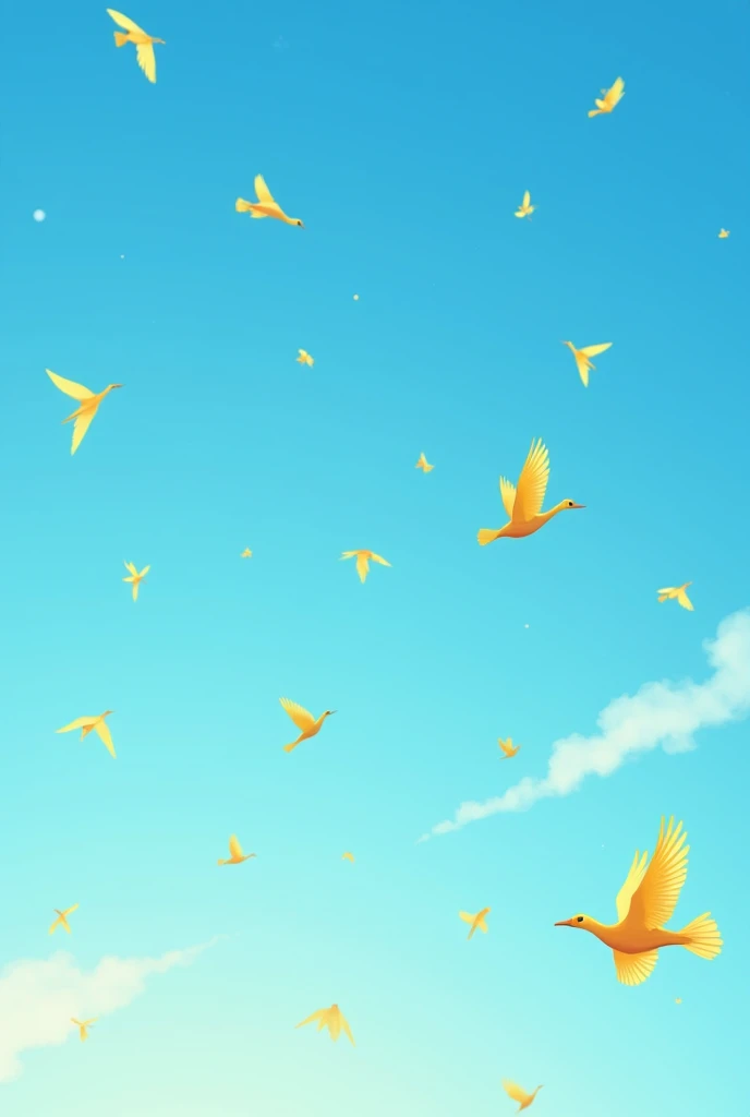 Blue sky with yellow birds