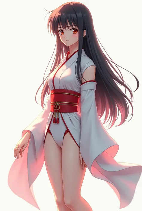 Kikyo from the anime Inuyasha simple white background,
white kimono,white japanese clothes,wide sleeves,
(red_In addition:1.1),(red_Skirt:1.1),
hits, blunt hits, Brown eyes, by the wide,black fur,
1 girl, 20 years,young woman,beautiful Finger,beautiful lon...