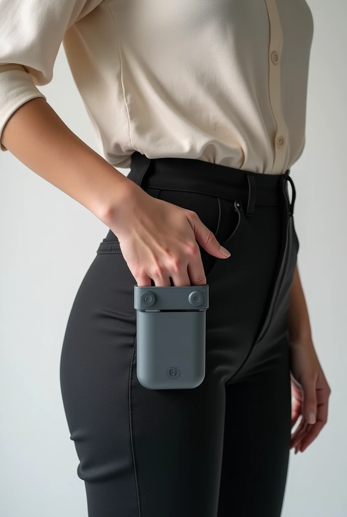 A prototype of a portable pocket that sticks to a person&#39;s clothes, but she can take it off, and that can be placed, inside the pants 