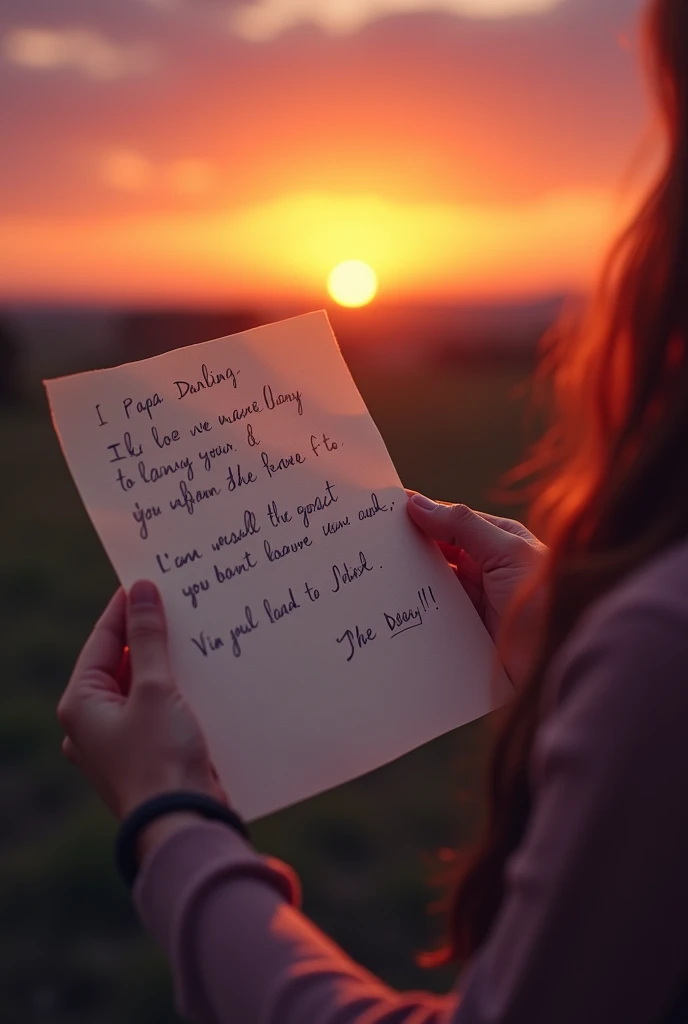 Letter papa darling in sun set scenne