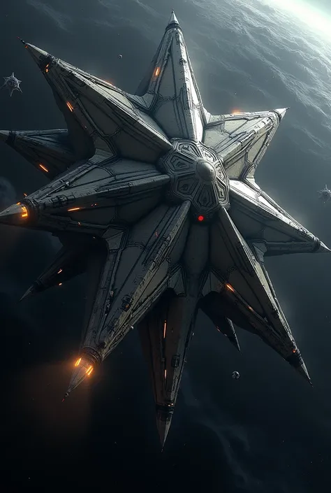 War spaceship, star shaped, whole fleet of them, gigantic, empire, background space 