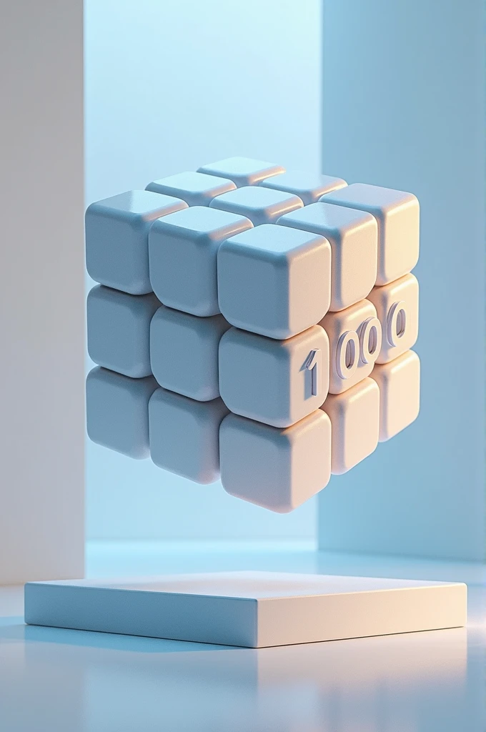 A image of a rubiks cube flying with the number 1000 upon it.