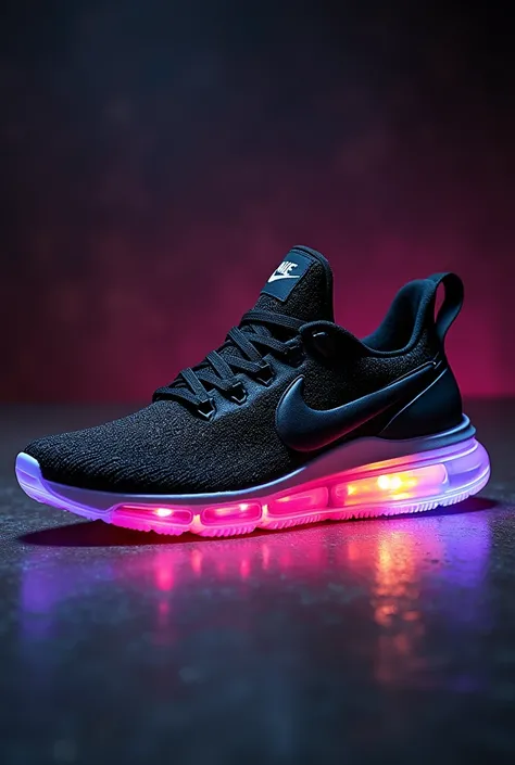 a very flashy and colorful black nike sports sneaker for an advertisement