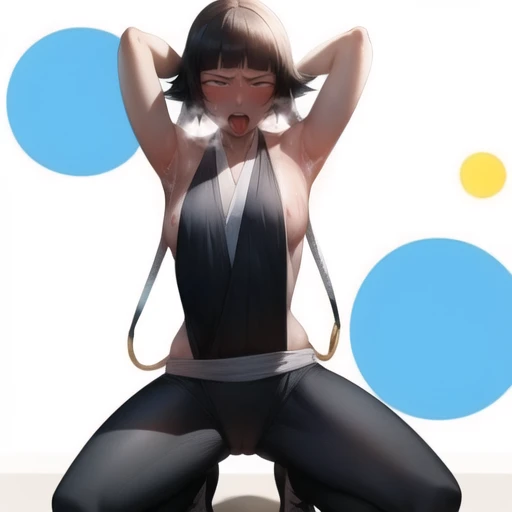 ( Animation screenshots:1.1),Nipple exposure, 1 female, Solitary, Black Hair, Side breast,eternity, short hair with long locks, Japanese Clothing,  Hip vents, No underwear,short hair, Small Breasts, No eyeballs, Also available in black, low twin braids,Fac...