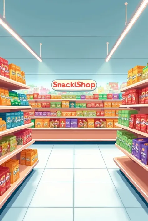 A simple drawing of a snack shop area in a supermarket without people, front view.
