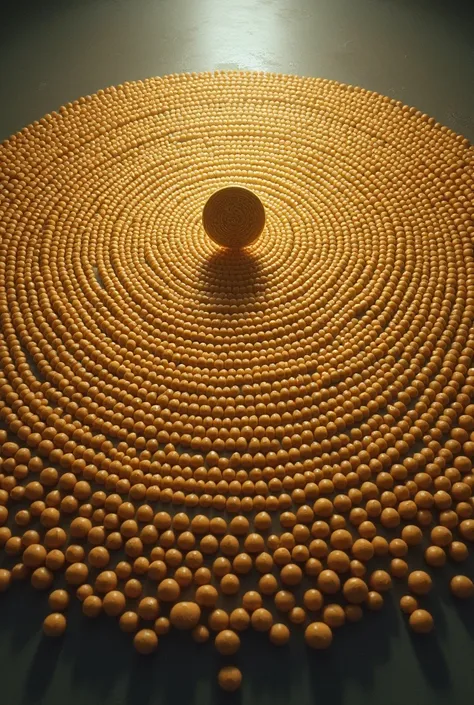 Corn mandala drawing pierced by a Vendée puck 

