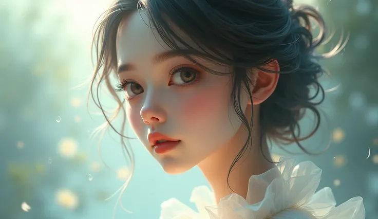 A beautiful lady with soft simi animated 