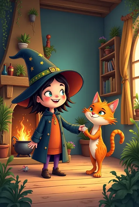 An image from the cartoon Tatty the Witch and Misifüs the Cat