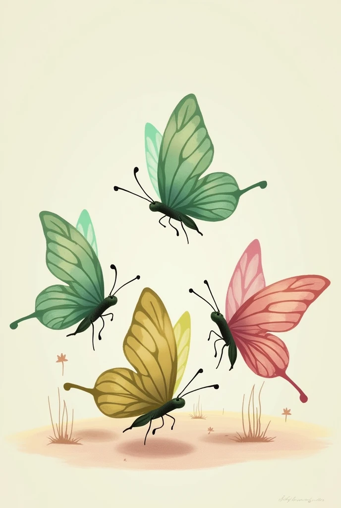 Green and pink butterflies to stick 
